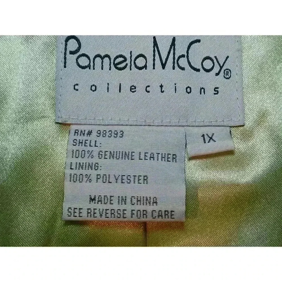 Leather Jacket Lightly Quilted Velvet Trim Pamela McCoy Size XL - Picture 8 of 16